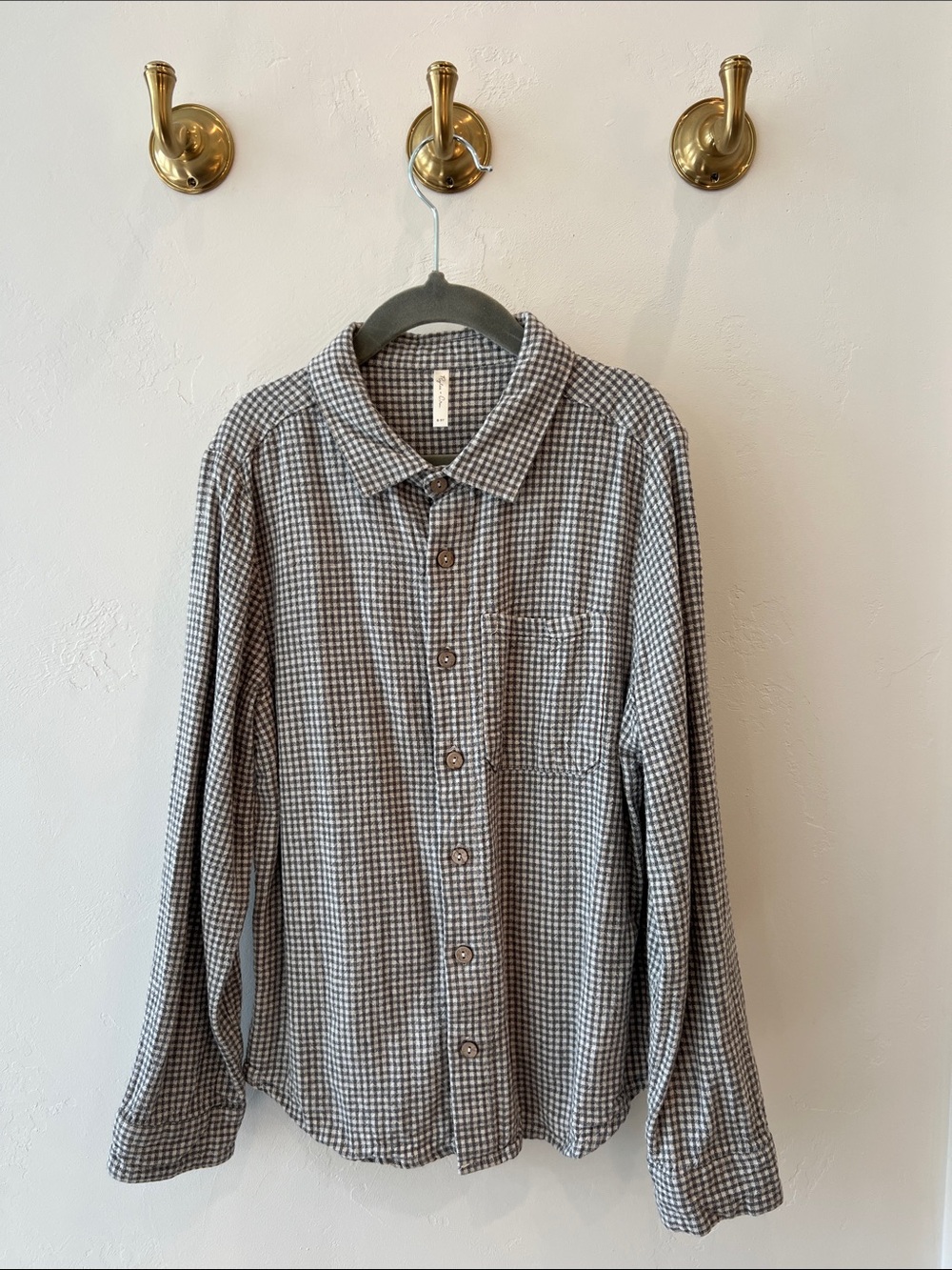Rylee + Cru Muted Green Check Button-Down Shirt
